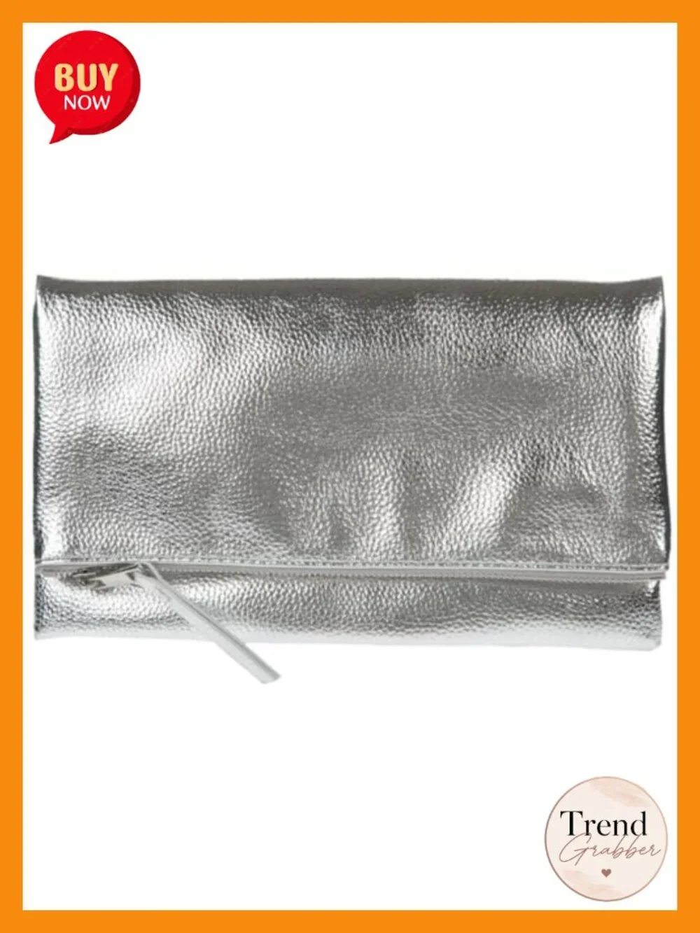 Faux Leather Zipper Foldover Clutch Purse with Tassel